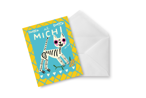 Tarjeta Los michi (Día de muertos)