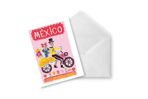 Tarjeta Calaveritas en moto